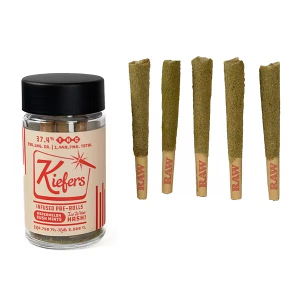 Kiefers - 5 Pack .7g Infused Prerolls - Watermelon Kush Mints