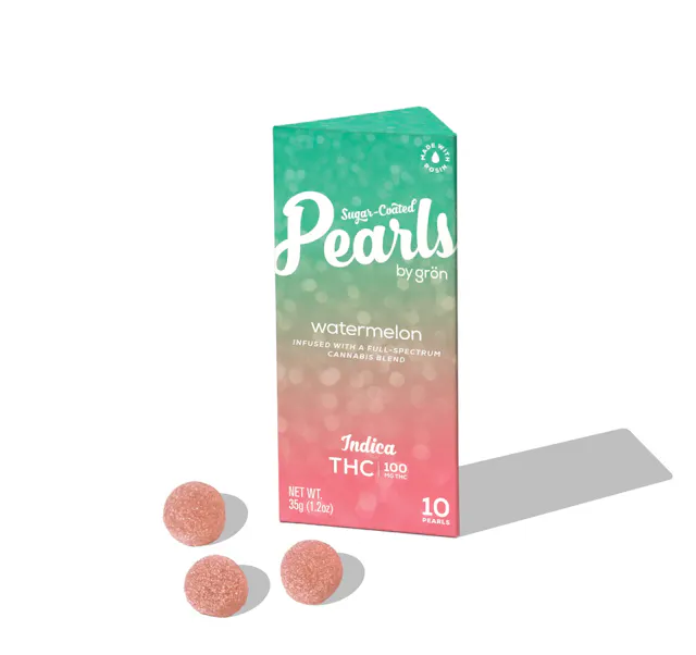 Grön Pearls Watermelon 10pk/100mg (indica, gummies, 2.8g)