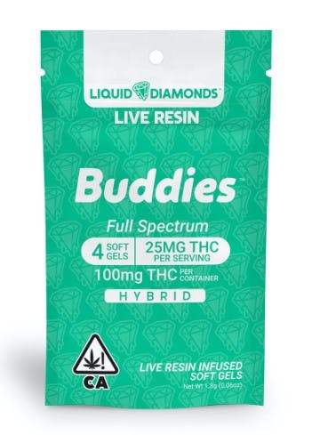 Buddies THC Hybrid Capsules 25mg 100mg (4 X 25mg) | Liberty
