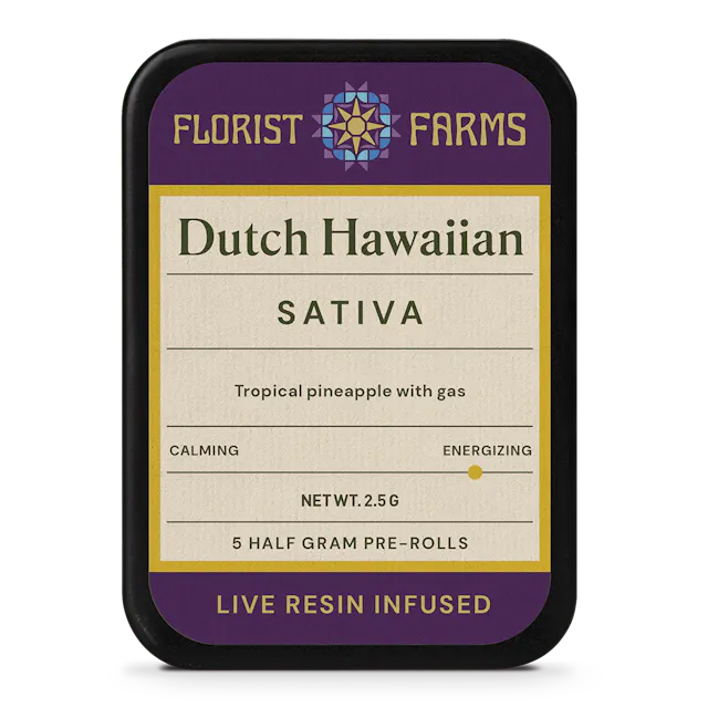 Florist Farms Infused Live Resin Dutch Hawaiian | 1/2 Gram Joints | 5pk