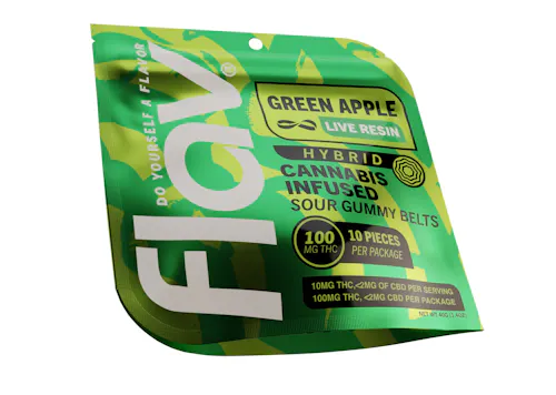 FLAV | Green Apple Belts | 10mg Live Resin Gummies | 10pk-2