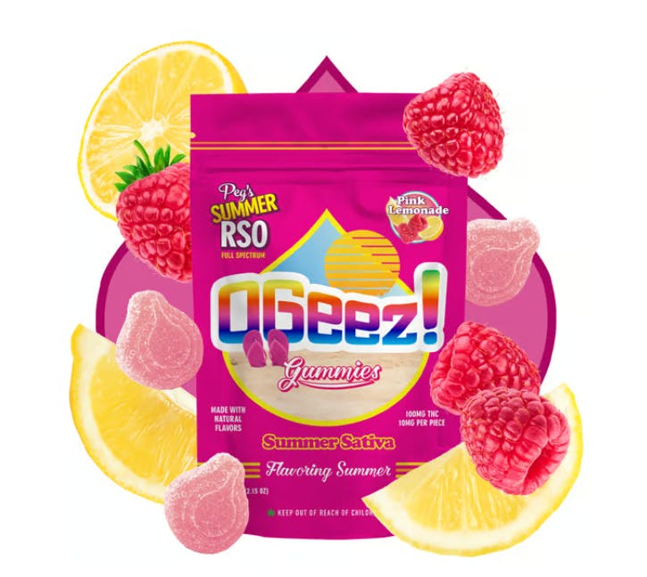 Product HDC OGeez! Gummies - Peg's Summer Edition  Pink Lemonade RSO 100mg
