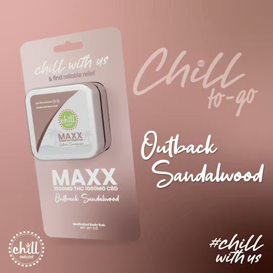 Chill Medicated Outback Sandalwood Maxx Body Rub TO-GO  I 75mg THC : 75mg CBD — TOPICALS