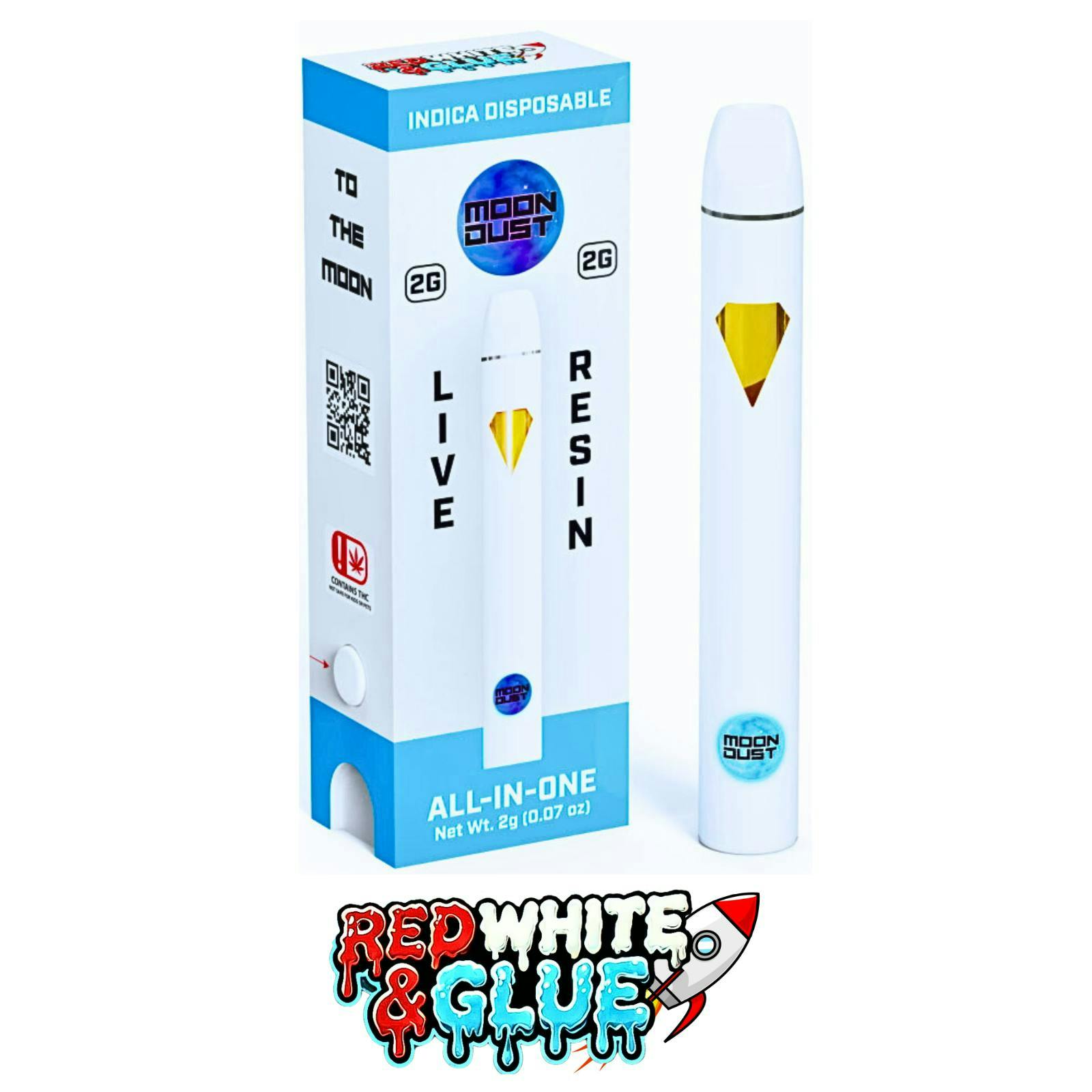 Moondust Live Resin Disposable Red, White And Glue - Indica