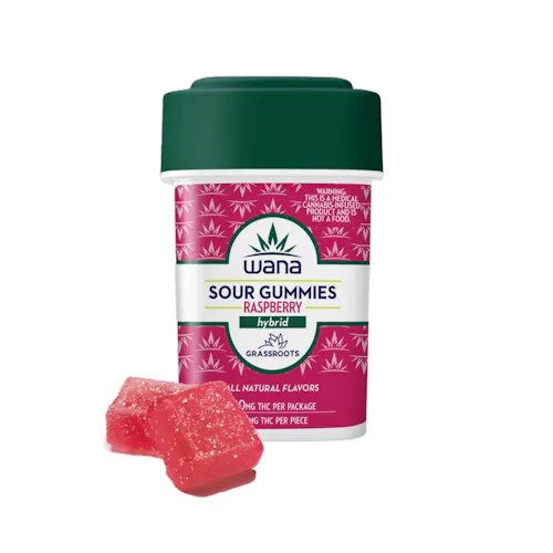 Wana – Raspberry – Gummy 100mg 10pk-active