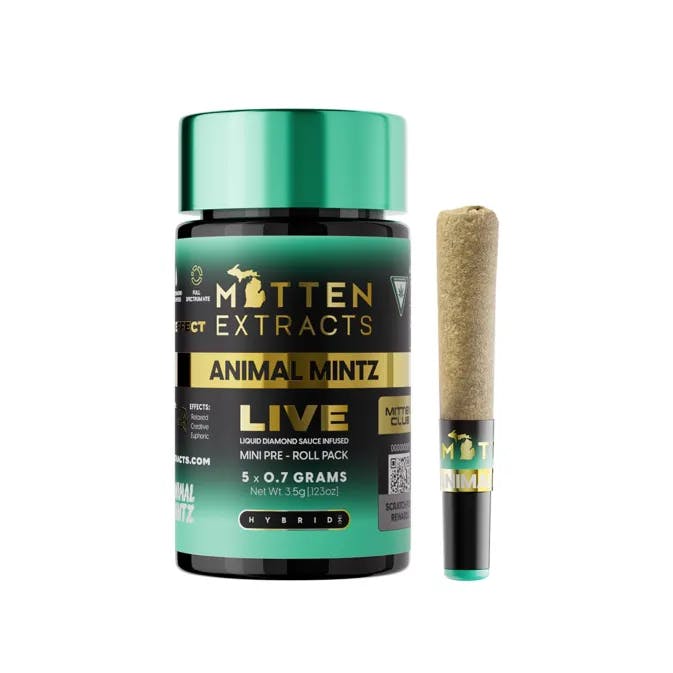 Mitten Extracts - 5-Pack .7g Live Sauce Infused Prerolls - Animal Mintz (H)