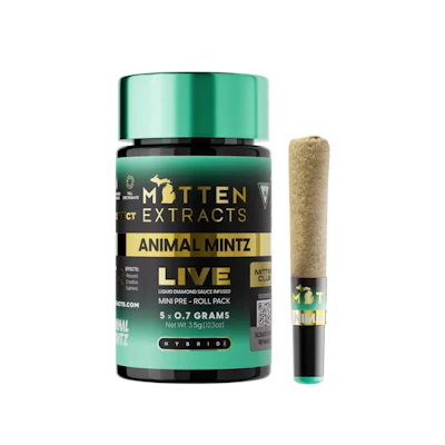 Mitten Extracts - 5-Pack .7g Live Sauce Infused Prerolls - Animal Mintz (H) - PRE_ROLLS by Mitten Extracts at King of Budz