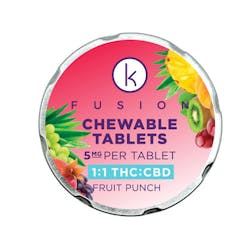 Kalm Fusion-Chewable Tablets-Fruit Punch 1:1 THC:CBD 4mg Each 80mg Total