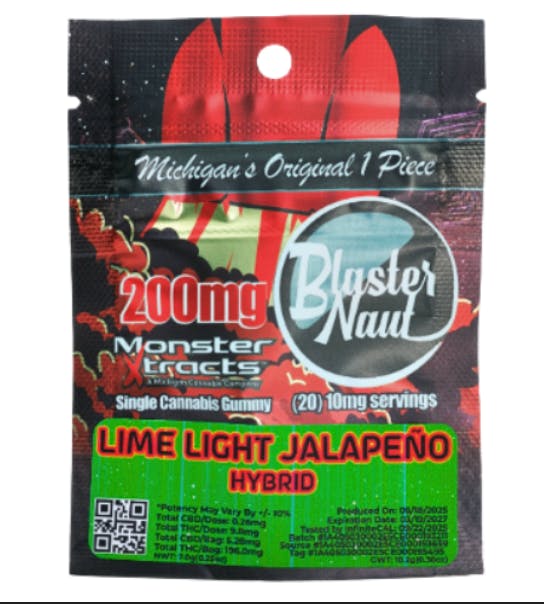 Product: Monster Xtracts | Blasternaut Gummy - 200mg - Lime Light Jalapeno