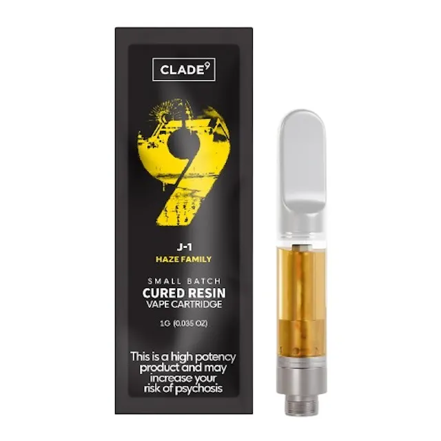 Clade9 Cured Resin Cart J1 1g (sativa, cured resin cartidge)