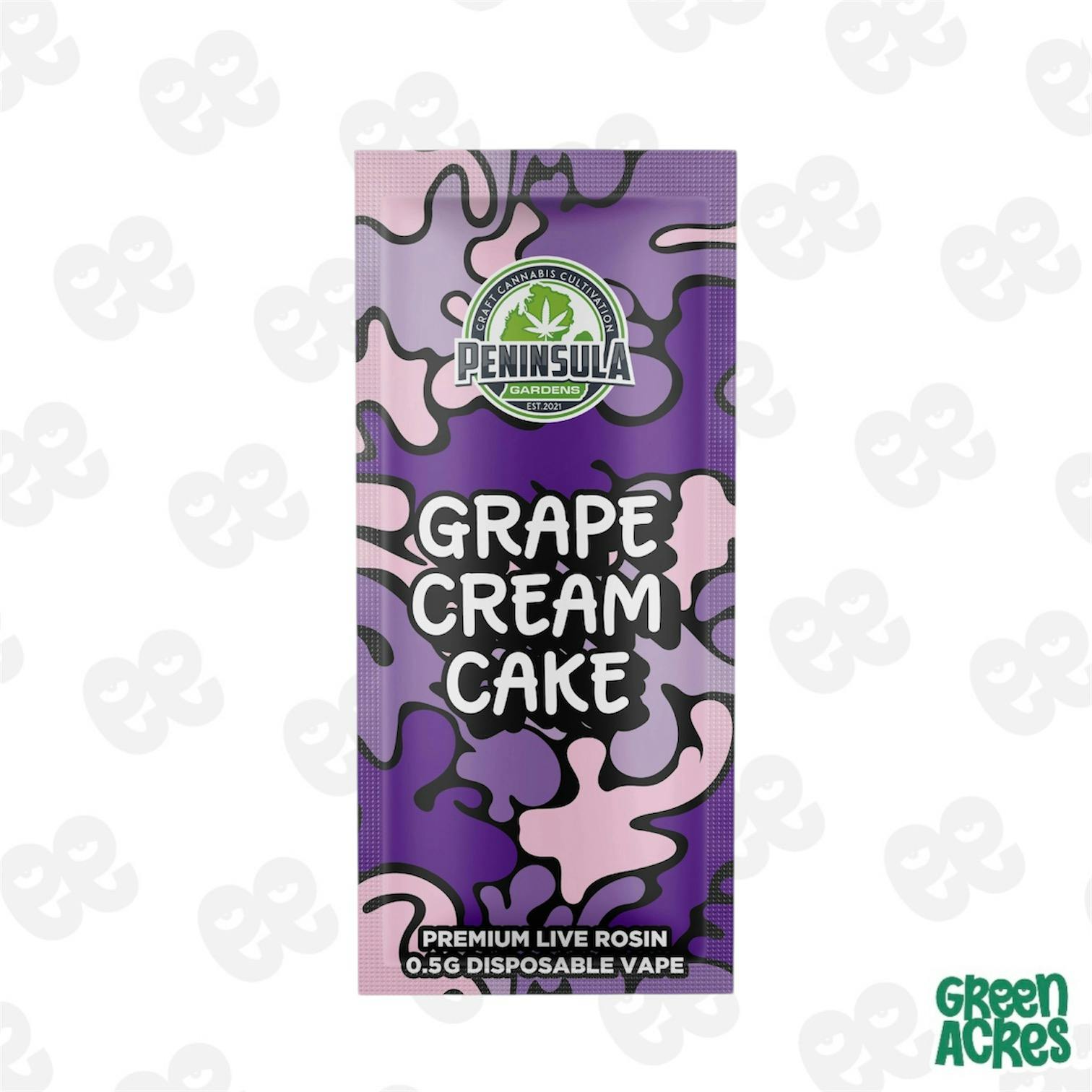 Peninsula Gardens: Grape Cream Cake .5G Live Rosin Disposable | Green Acres  - Michigan Ave