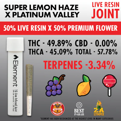 Element x Ghost Cannabis - 1g Live Resin Joint - Super Lemon Haze x Platinum Valley - PRE_ROLLS by Element at King of Budz