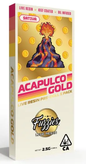 Fuzzies Live Resin Acapulco Gold 2.5g Infused Preroll Packs