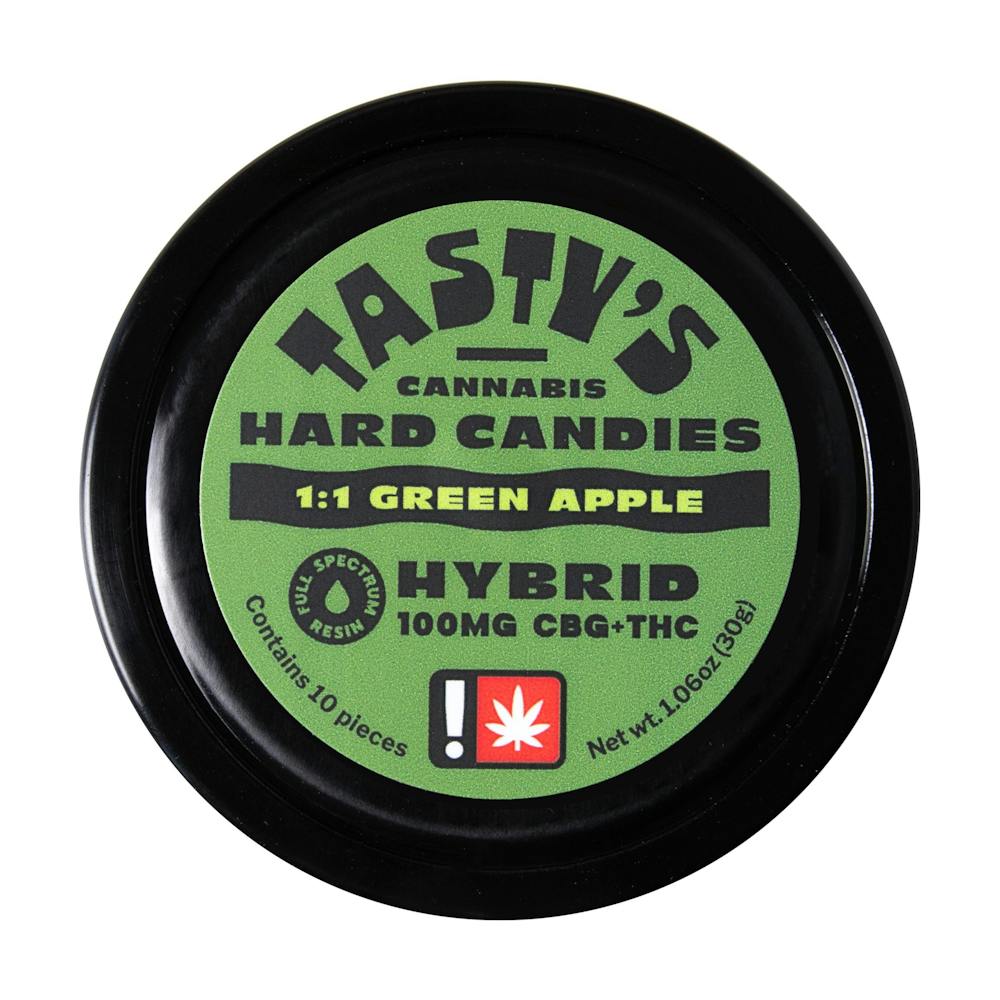 Product TASTY'S | Green Apple | 1:1 CBG 10pk Hybrid Hard Candies