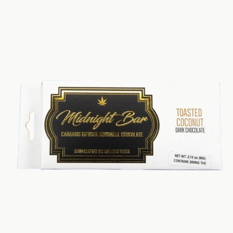 Midnight Bars MIDNIGHT BAR | TOASTED COCONUT - DARK CHOCOLATE | 200MG — EDIBLES