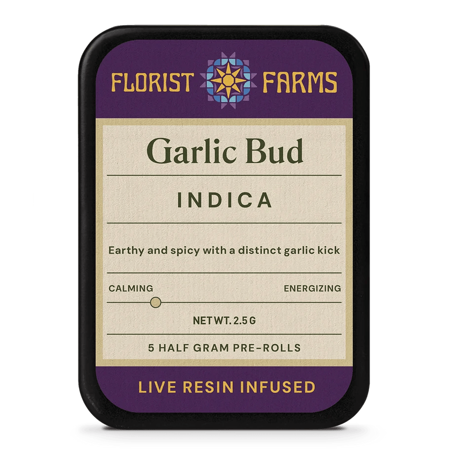 Florist Farms - 5 Pack .5g Live Resin & Diamond Infused Prerolls - Garlic Bud