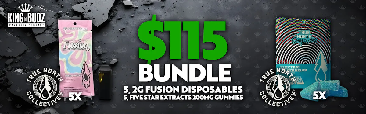 (5) Fusion 2g Disposables AND (5) 200mg Five Star Extracts Gummies for $115