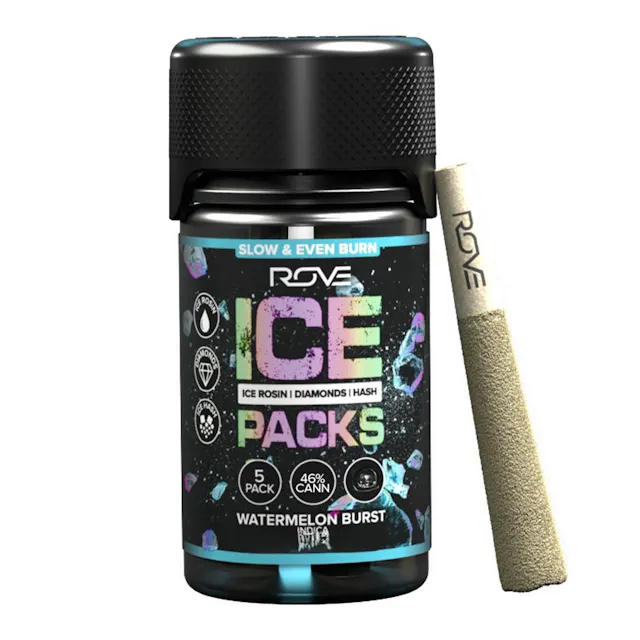 Rove Ice Packs Infused Pre-Roll Pack Watermelon Burst 5pk/3g (indica)