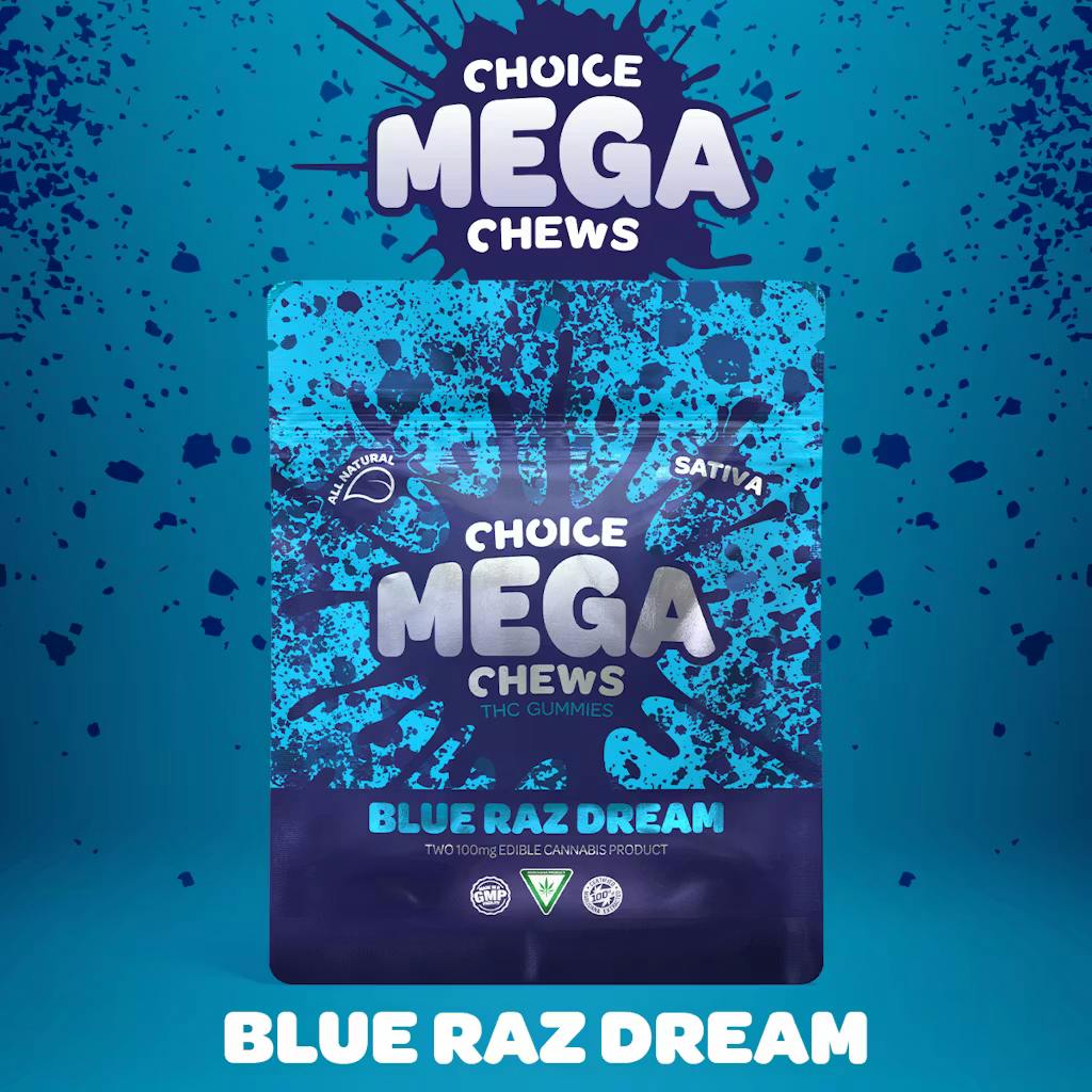 Choice | Mega Chews - 200mg - Blue Raz Dream (Sativa)