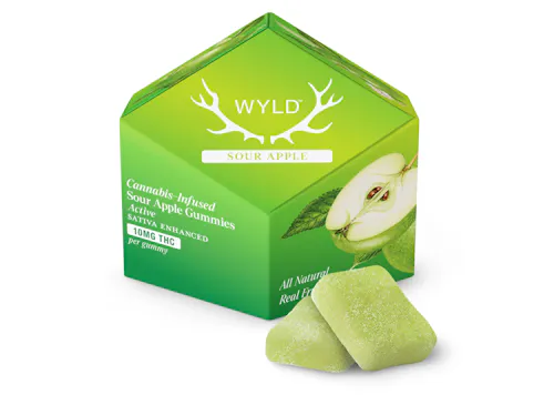 WYLD | Sour Apple | Sativa Enhanced Gummies | 10pk-1