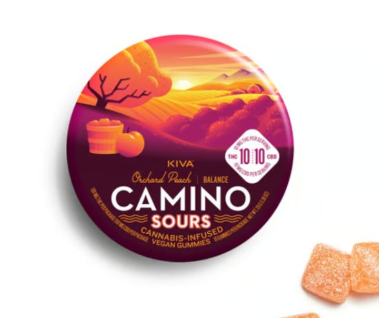 Product CL Kiva Camino Sours Gummies - Orchard Peach 100mg (20pk) (1:1 THC:CBD)