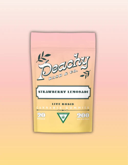 Peachy Hash & Co - 200mg Live Rosin Gummies - Strawberry Lemonade