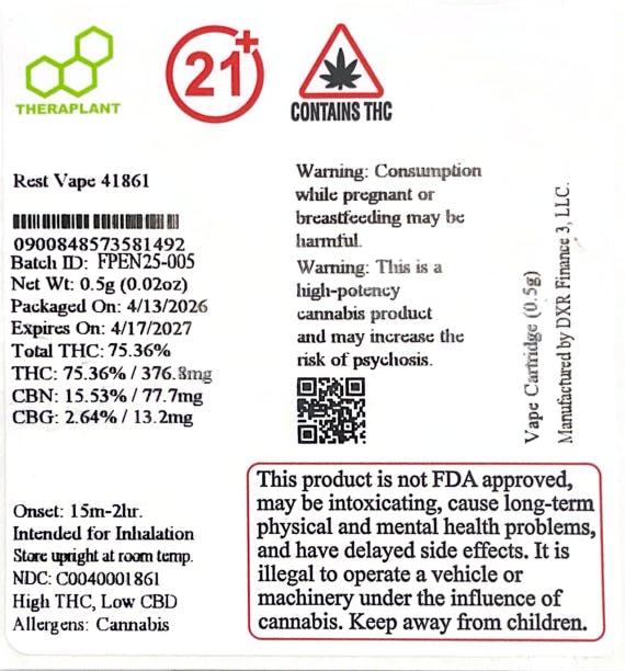 Rest Vape Cartridge - 01861 | Trulieve of Bristol