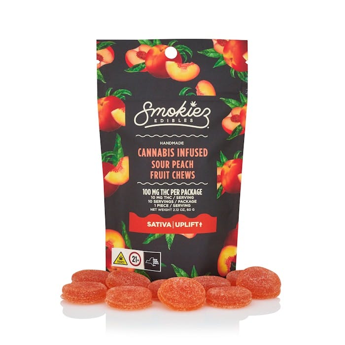 【SOMABITO】 食KING VIBES シシノゴトク Smokiez Sour Peach 10pk 10mg Gummies - The Flowery NY