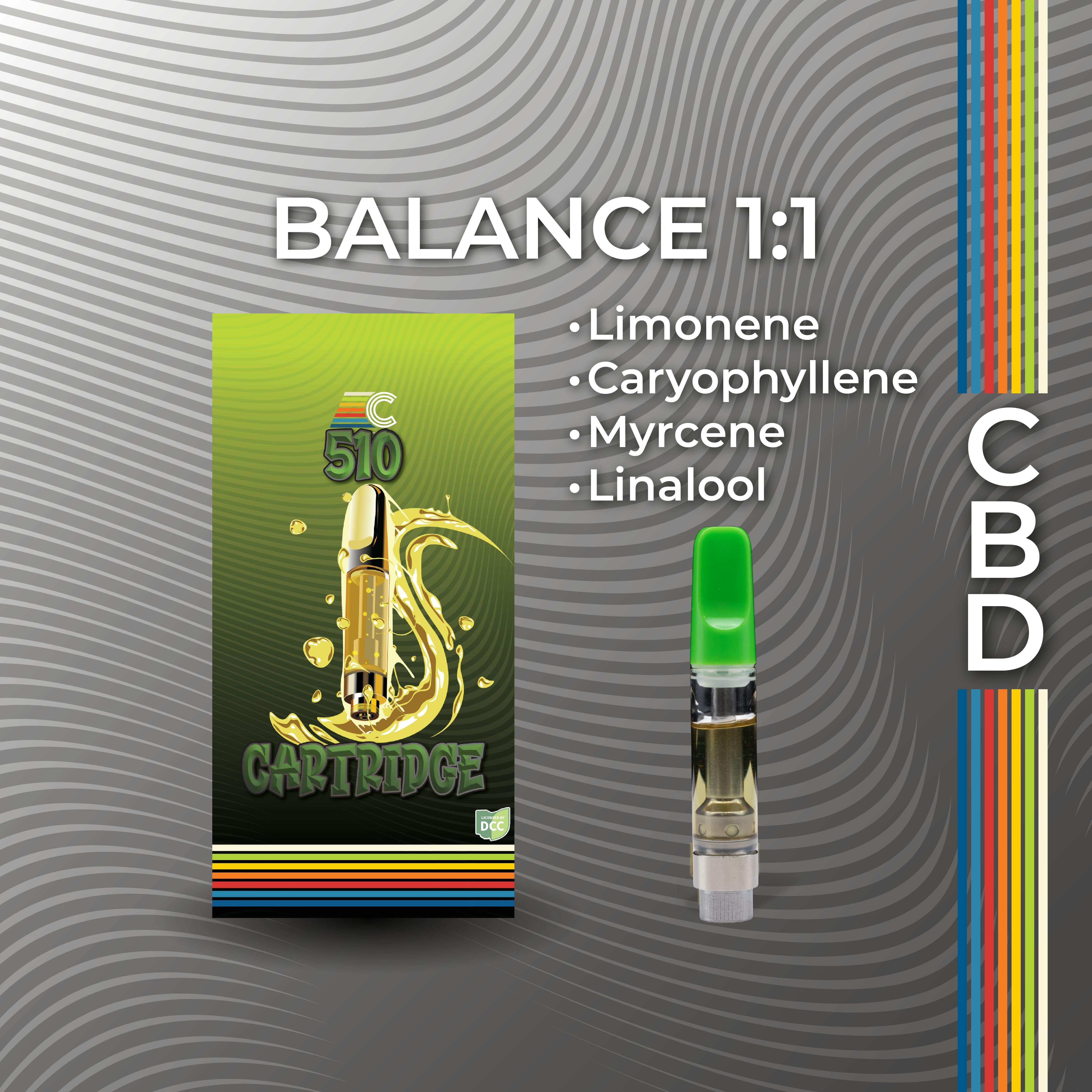 Balance 1:1 CBD | 1g Distillate Cartridge 1g Vaporizers | CERTIFIED |