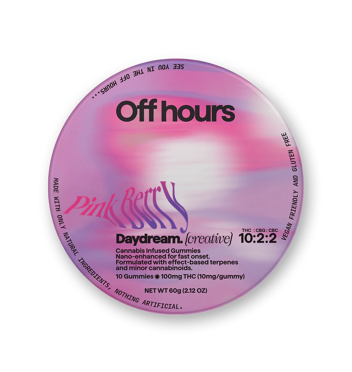 Off Hours Daydream 10:2:2 (THC:CBG:CBC) Pink Berry Gummies 10mg