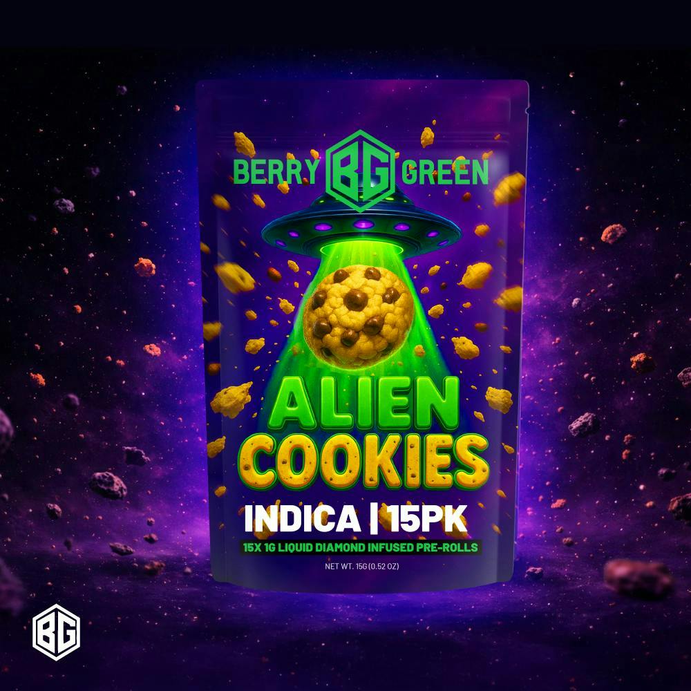 Berry Green BERRY GREEN | ALIEN COOKIES | INFUSED PRE-ROLLS | 15 x 1G INDICA — PRE_ROLLS
