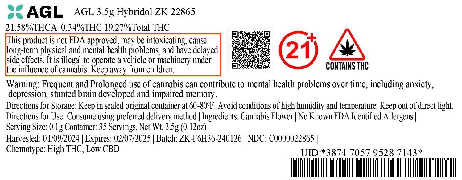 Hybridol ZK Flower T19.27 22865 Still River Wellness Rec