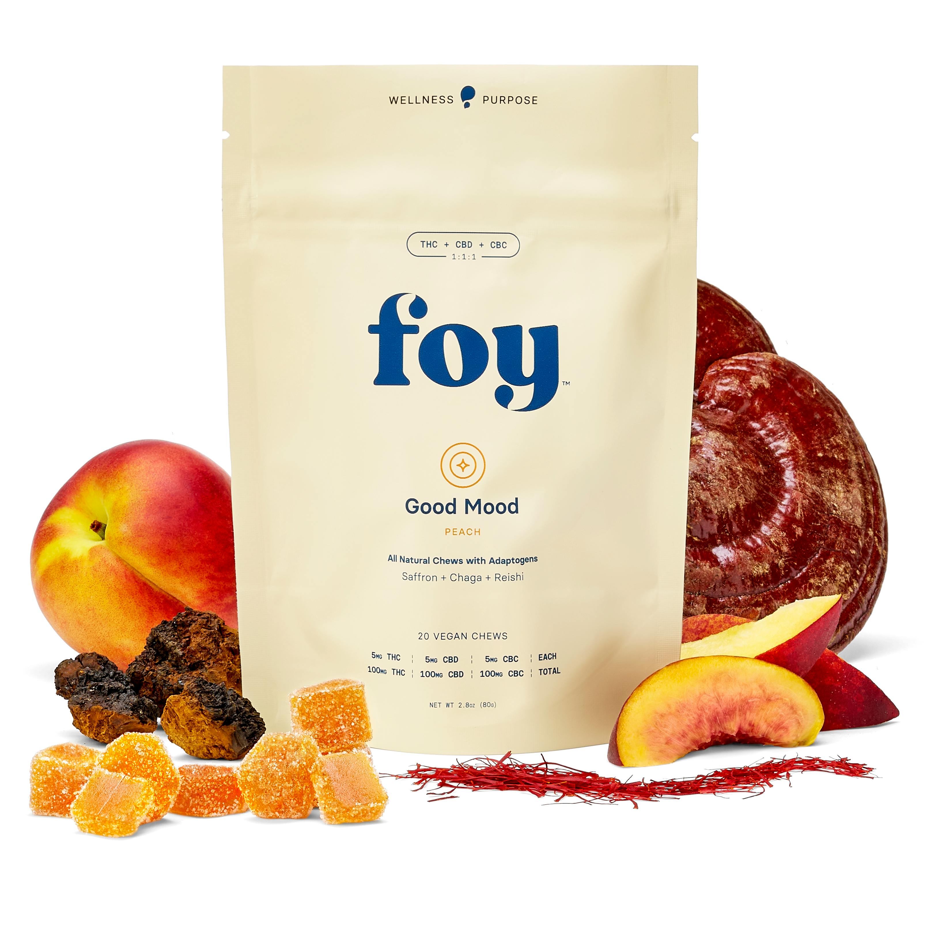 Good Mood Chews w/ Organic Adaptogens 1:1:1 THC/CBD/CBC - 20pk