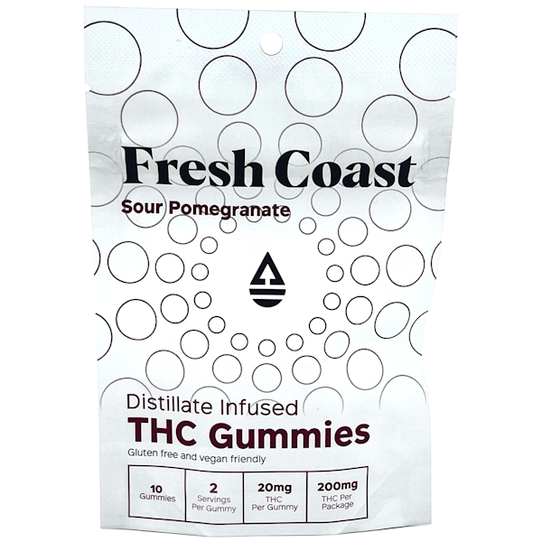 Fresh Coast | Sour Pomegranate Distillate Gummies | 200mg