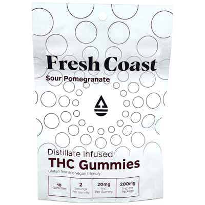 Product: Fresh Coast | Sour Pomegranate Distillate Gummies | 200mg