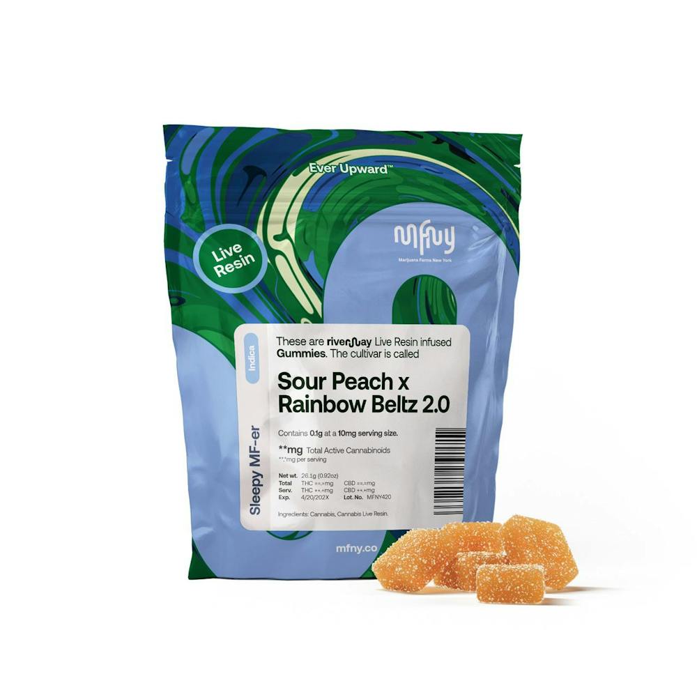Product Sour Peach x Rainbow Beltz 2.0 Rosin Gummies | 10 pk