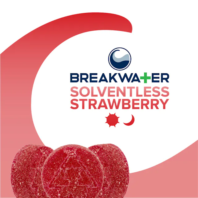 Breakwater Gummies Solventless Strawberry 10pk/100mg (hybrid, live rosin gummies, 2.8g)