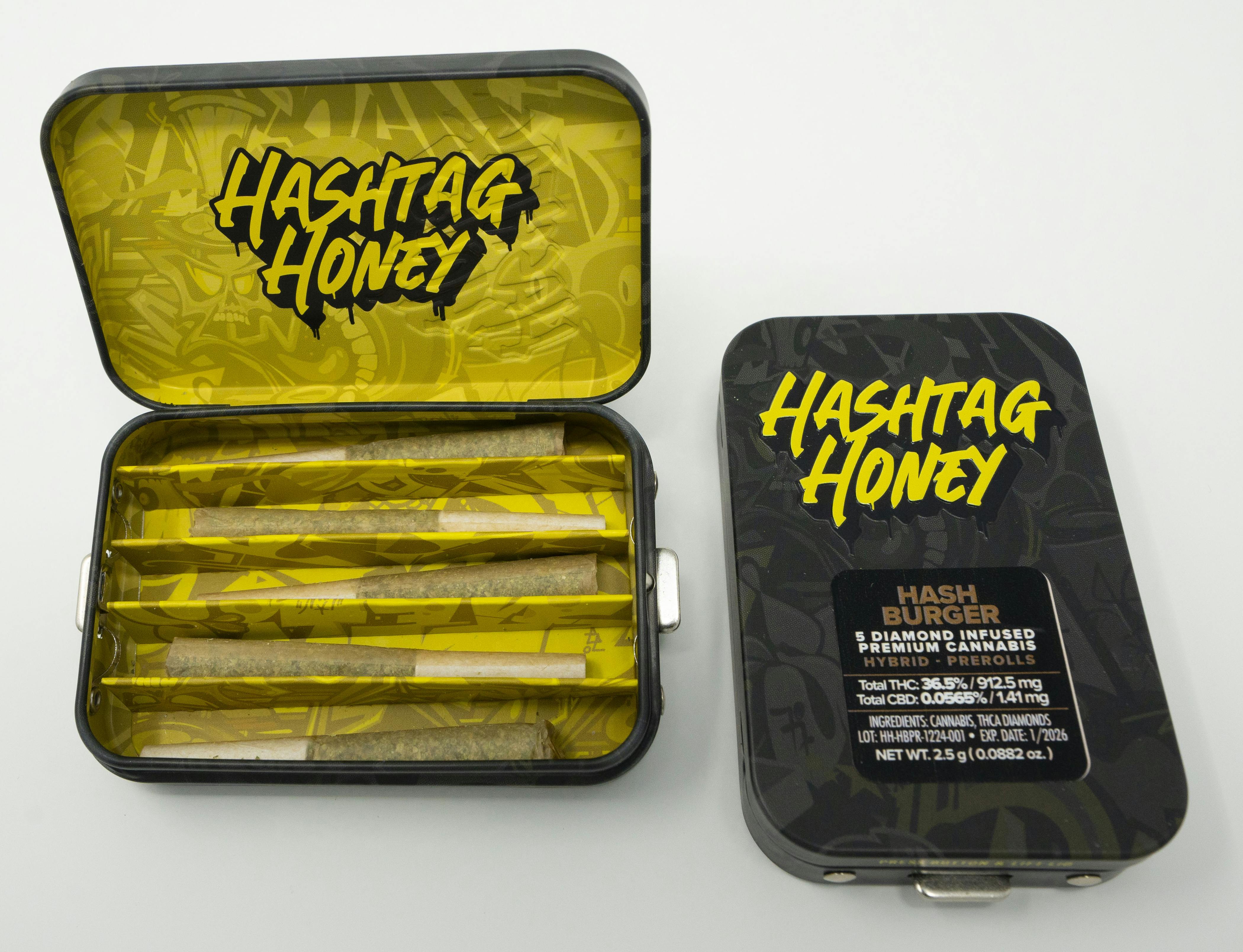 Hashtag Honey | 0.5g 5pk (2.5g) Diamond Infused Pre-Rolls | Hashburger