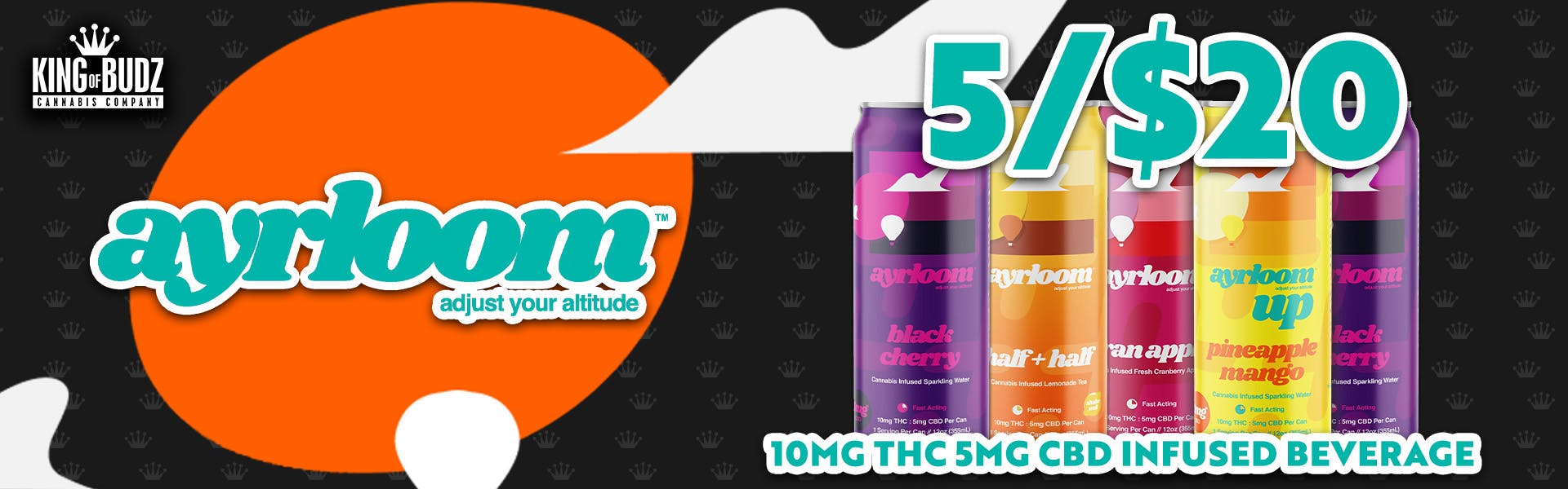 Ayrloom - 10mg THC 5mg CBD Infused Beverage - 5 for $20