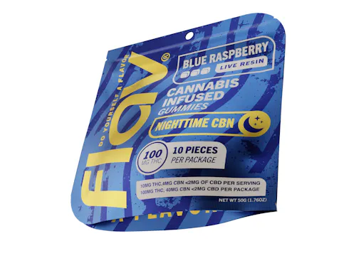 FLAV | Blue Raspberry | Live Resin | Nighttime THC / CBN Gummies | 10pk-1