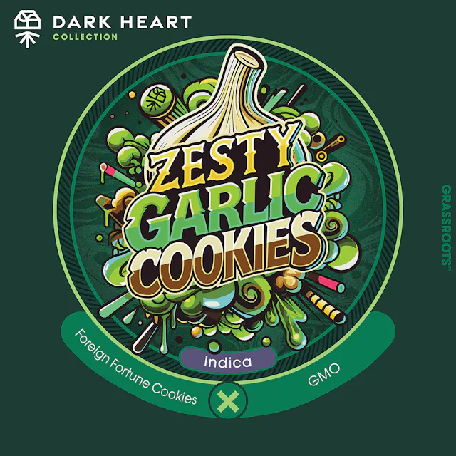 Grassroots X Dark Heart Flower Zesty Garlic Cookies (I) 3.5g (indica, whole flower)