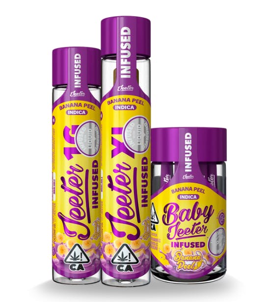 Product: BABY JEETER | BANANA PEEL | INFUSED PRE-ROLLS | 5 x 0.5G INDICA