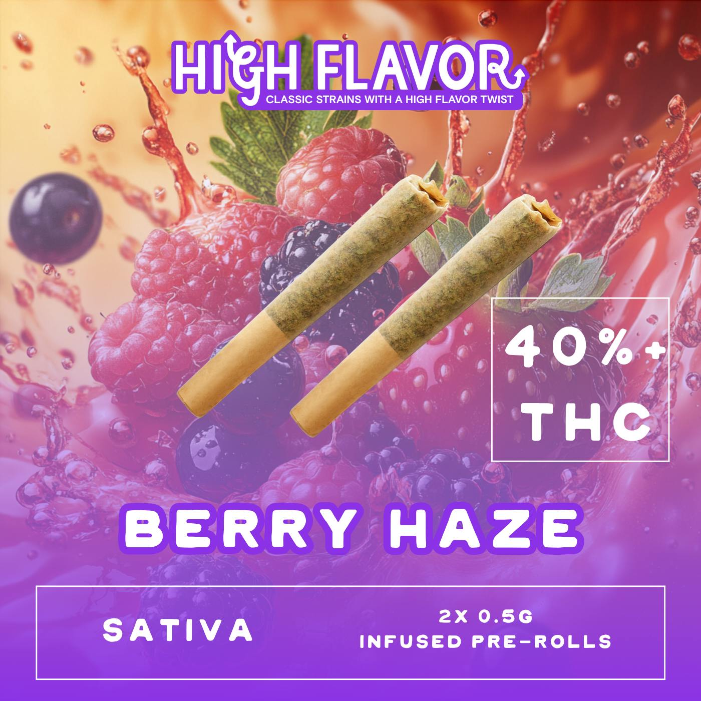 New!!! Berry Haze Infused Pre-Roll I .5G 2 Pack