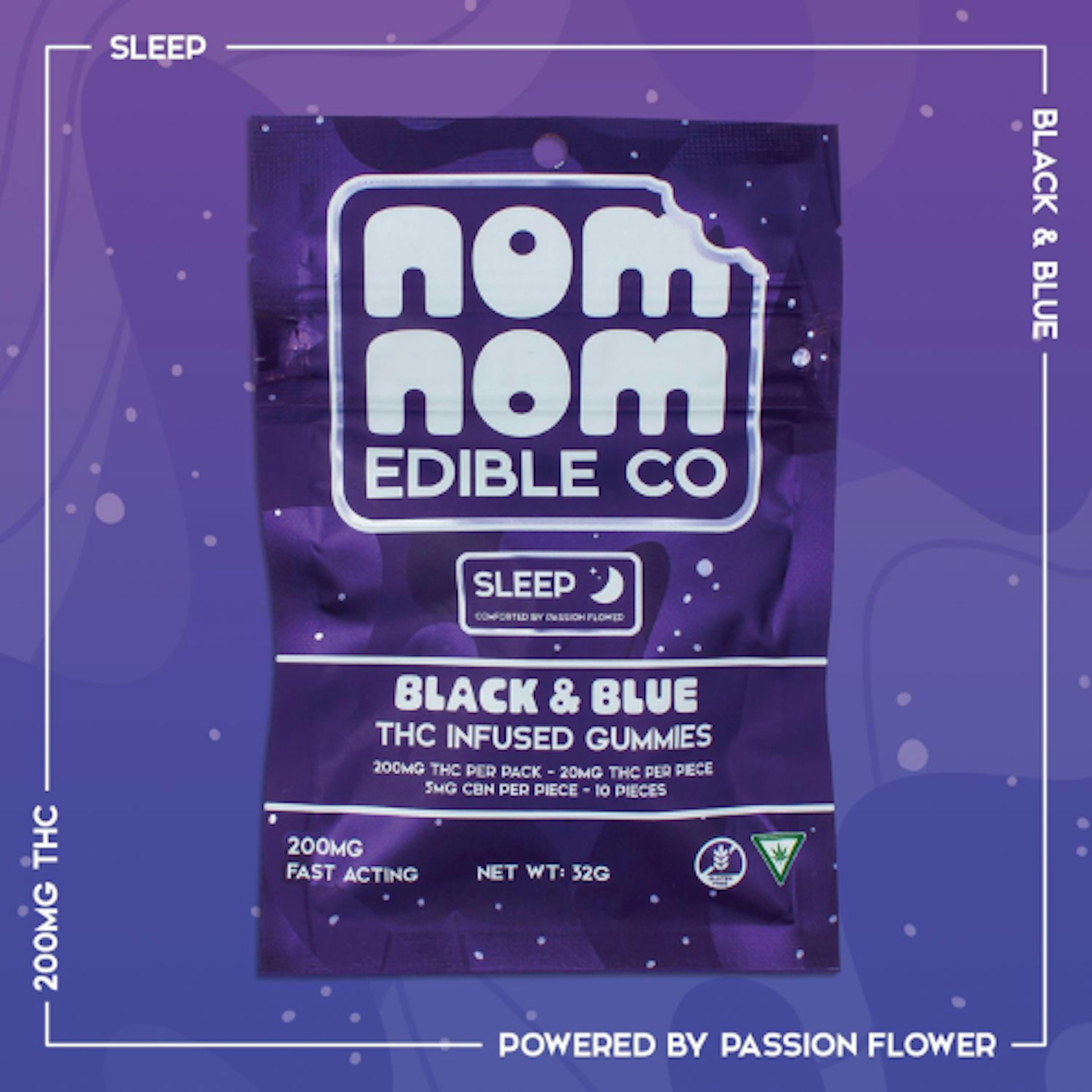 Nom Nom - Black And Blue 200mg Sleep Gummies