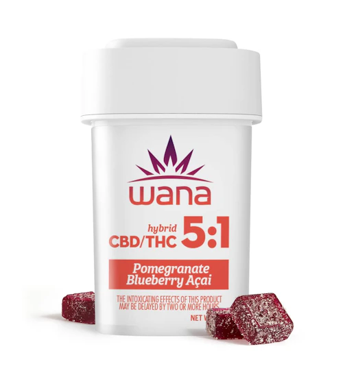 Wana - 100mgTHC:500mg CBD Gummies - Pomegranate Blueberry Acai