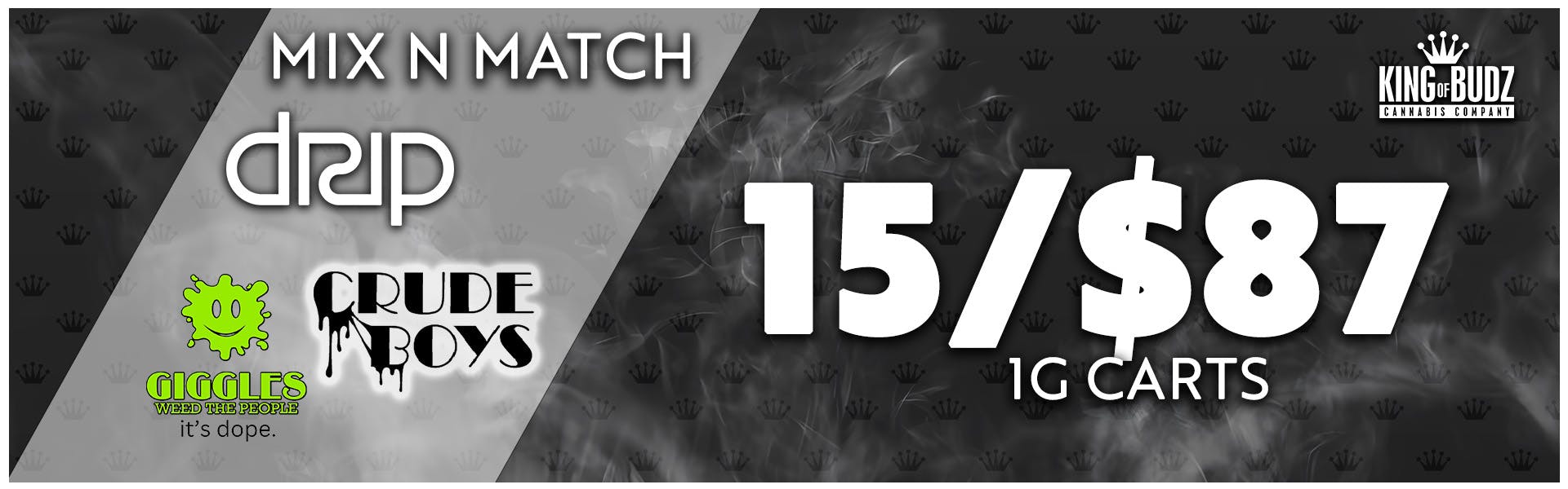 Crude Boys Drip AND Giggles - 1g Carts - 15/$87