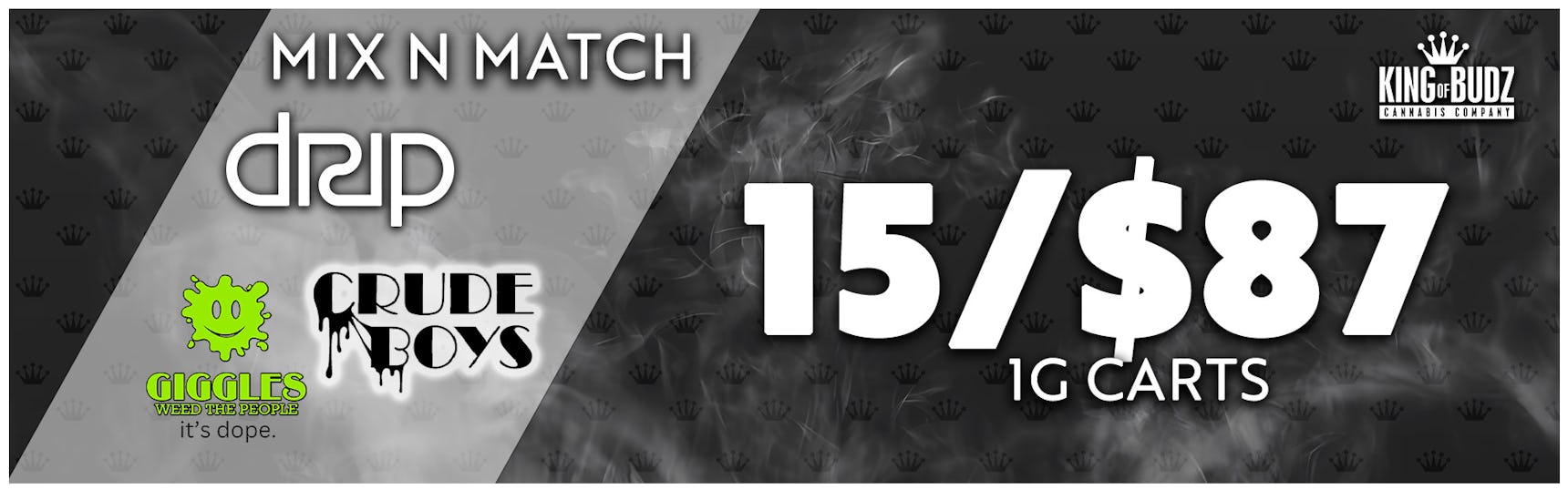 Crude Boys Drip AND Giggles 1g Carts - 15/$87