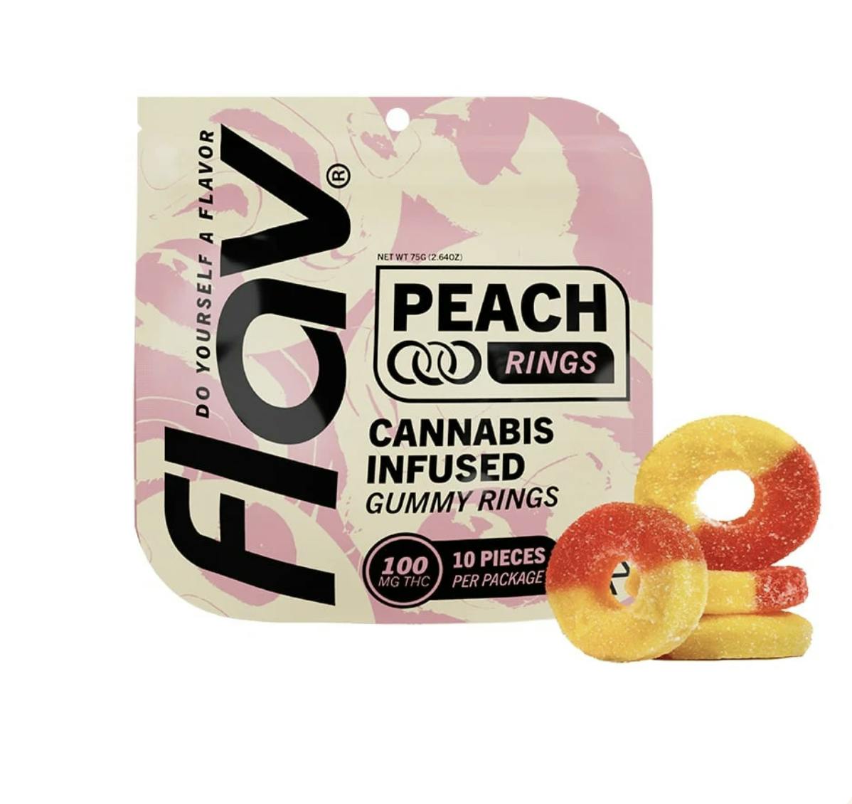 Edibles | Flav | Rings | Peach | 100mg | 10pc