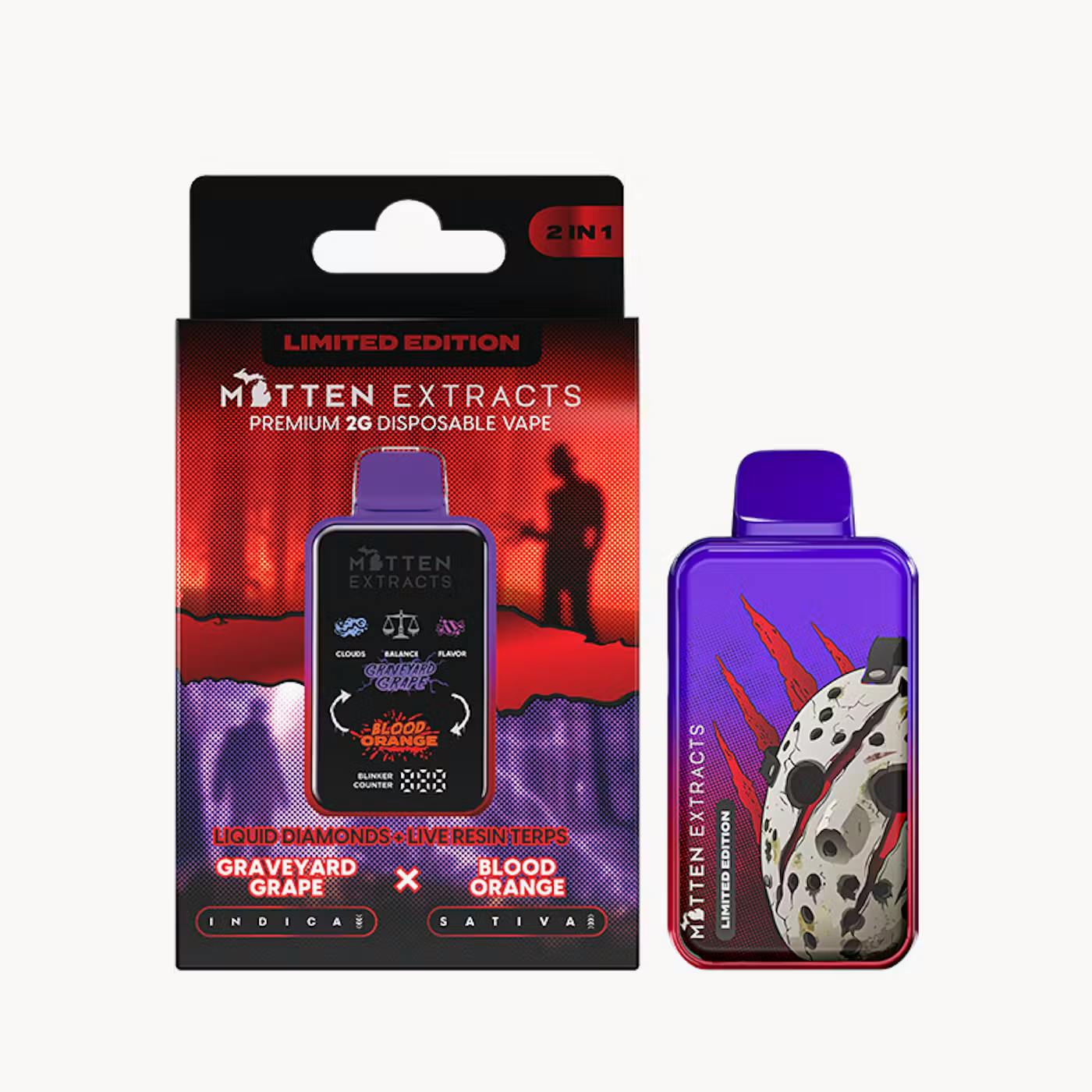 Mitten Extracts - 2g Flip Disposable - Graveyard Grape (I) / Blood Orange (S)
