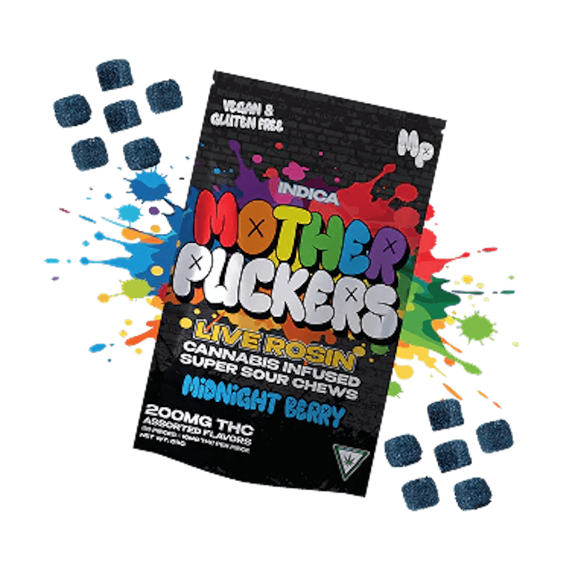 Mother Puckers | 200mg Live Rosin Gummies | Midnight Berry